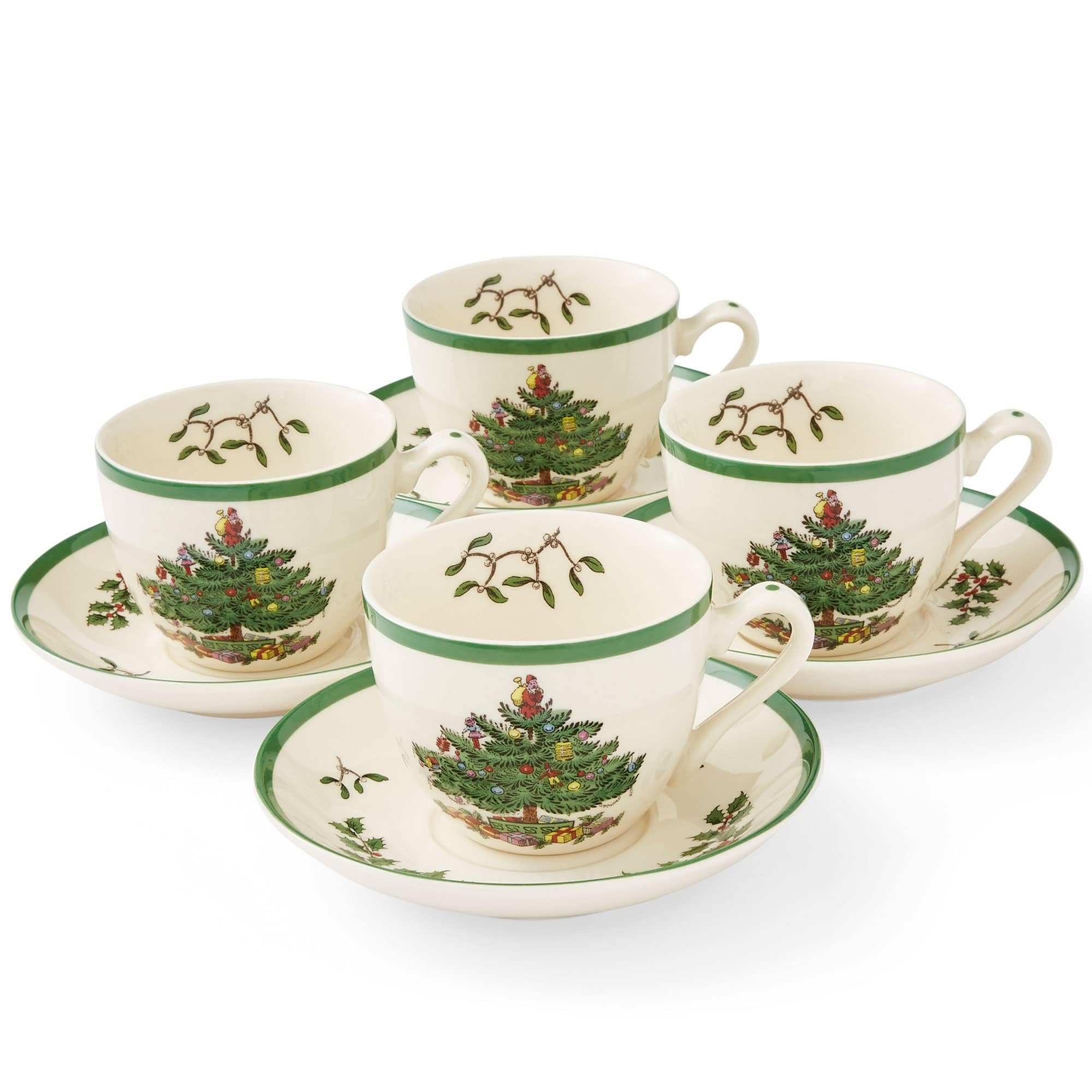 Spode Tea Cup and Saucer, Ceramic, Multi-Colour, Set of 4