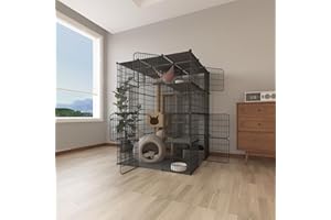 LEPTZOA Large 4-Tier Cat Cage Indoor, DIY Cat Enclosures Detachable Metal Wire, Indoor Cat Crate Exercise Place Ideal for Kitty, Small Animals