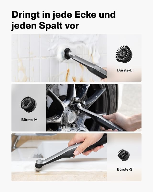 Elektrische Reinigungsbürste Wand™, USB-C Kabellose Fugenbürste, IPX7