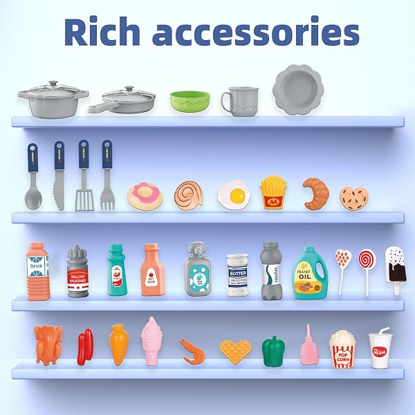 DOLOOWEE KIDS KITCHEN PLAYSET – KITCHEN TOY FOR TODDLERS 3-5 WITH 40+ ACCESSORIES, TOY KITCHEN SET FOR KIDS AGES 4-8, PRETEND TOY FOR KIDS GIRLS BOYS