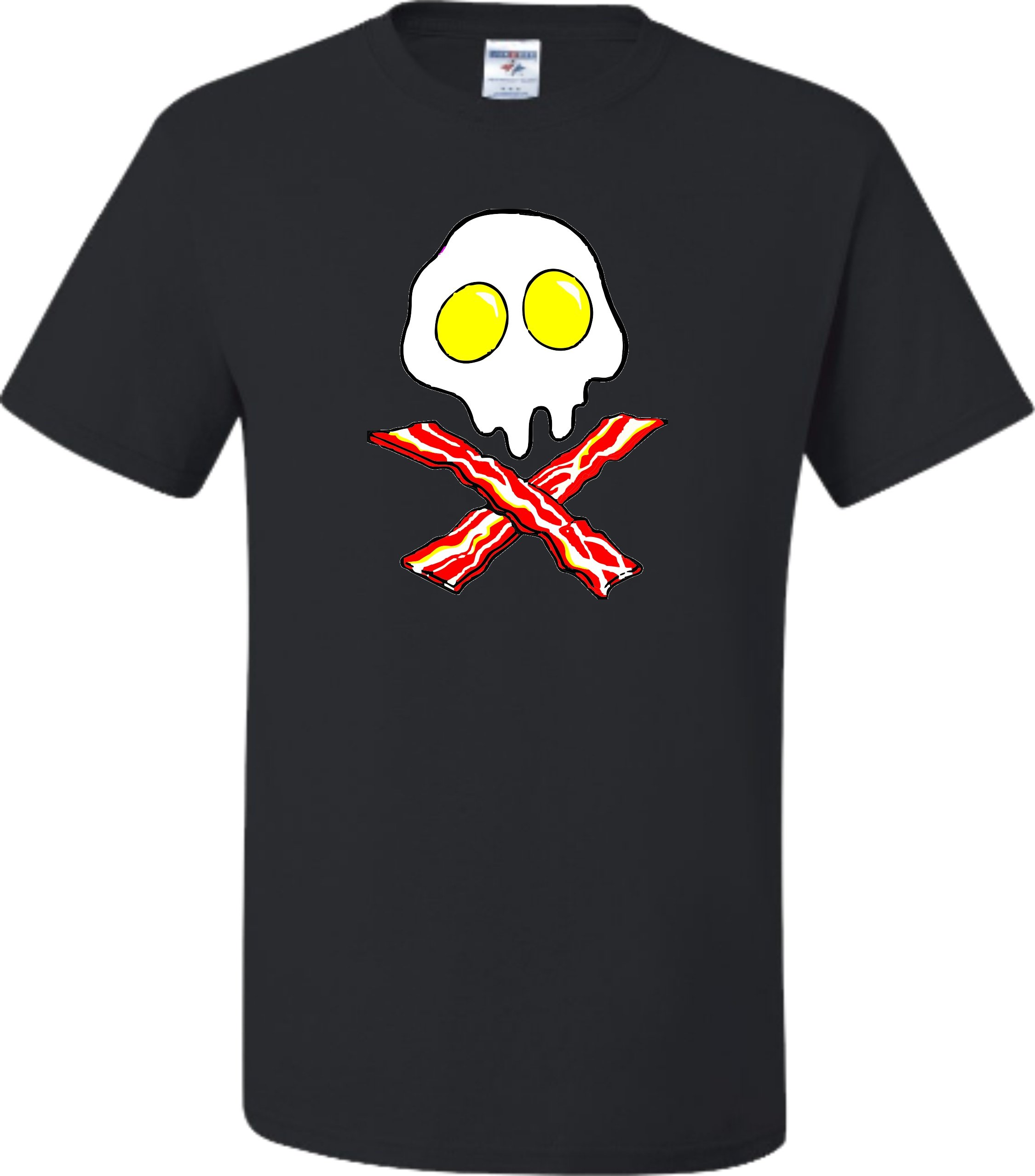 Adult Bacon And Eggs Skull And Crossbones T Shirt 3337 Jznovelty