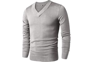 LTIFONE Sweaters for Men, Mens V Neck Sweater Slim Fit Comfortably Knitted Long Sleeve Casual Business Pullover Dress Sweater