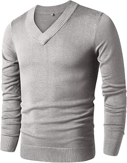 Mens V Neck Sweater Slim Fit 