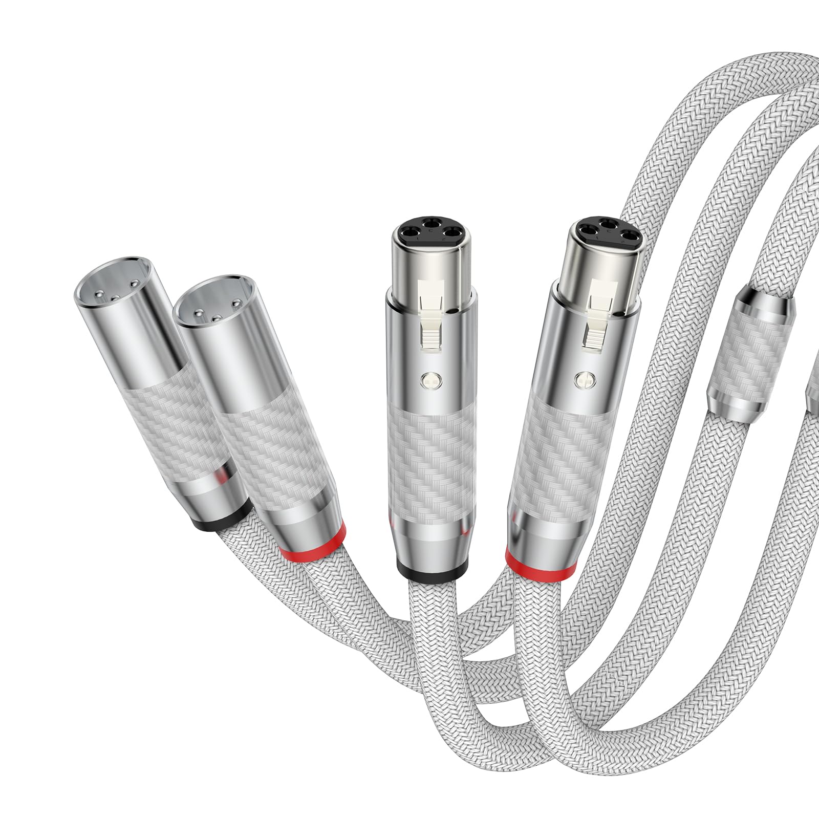 Tirstrup XLR Cable Microphone Cable Silver-Plated Premium 3-Pin Balanced XLR Male to Female Microphone Cable DMX Cable XLR Patch Cable for Microphone, Amplifier, Mixer, Hifi Speaker (1.5 m, White)