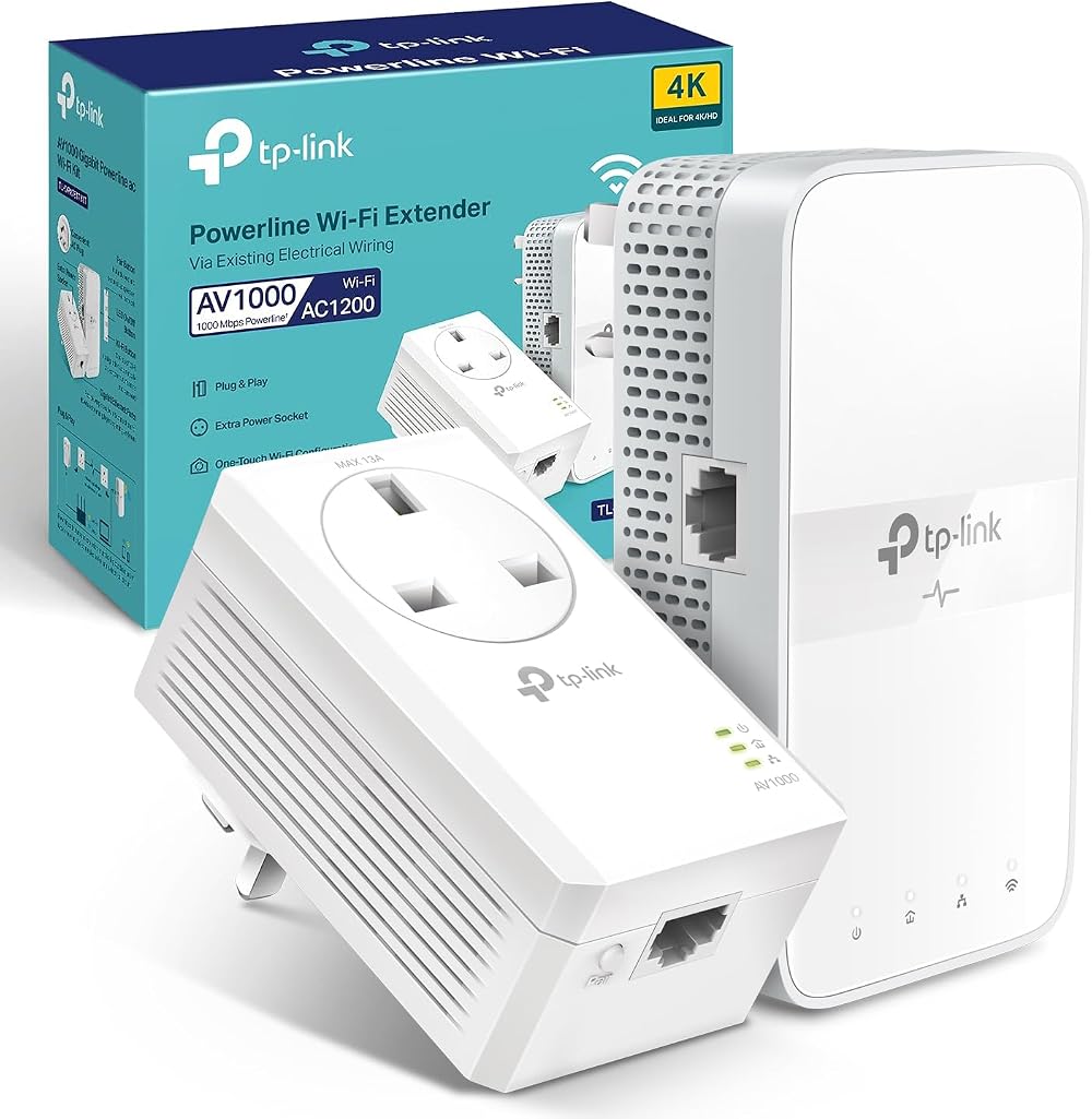 TP-Link TL-WPA7617 KIT AV1000 Powerline WiFi Extender 1200Mbps Gigabit Ethernet