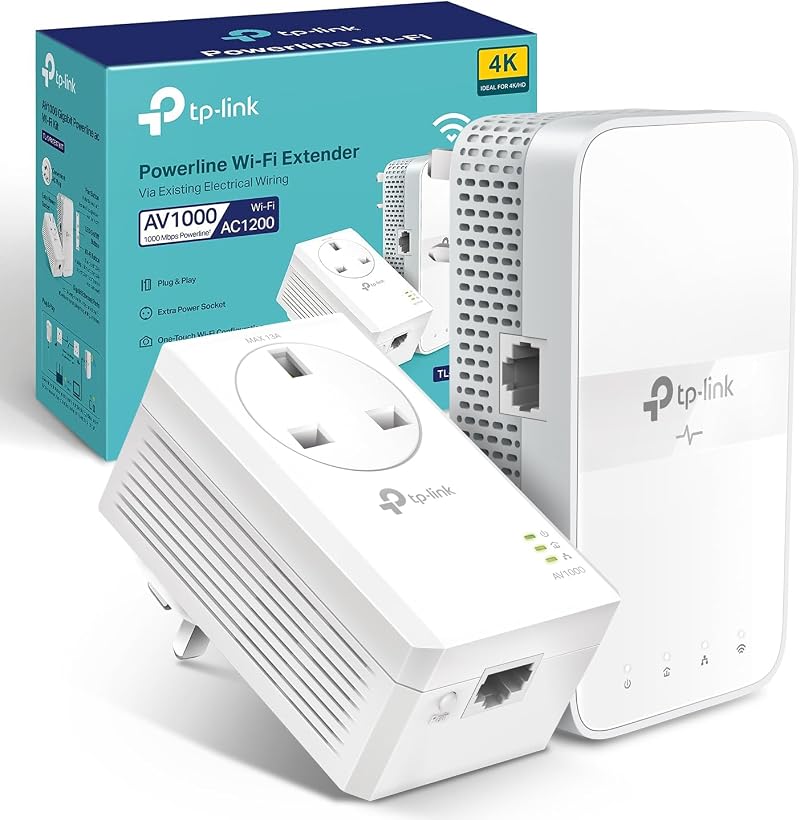 TP-Link TL-WPA7617 KIT AV1000 Powerline WiFi Extender 1200Mbps Gigabit Ethernet
