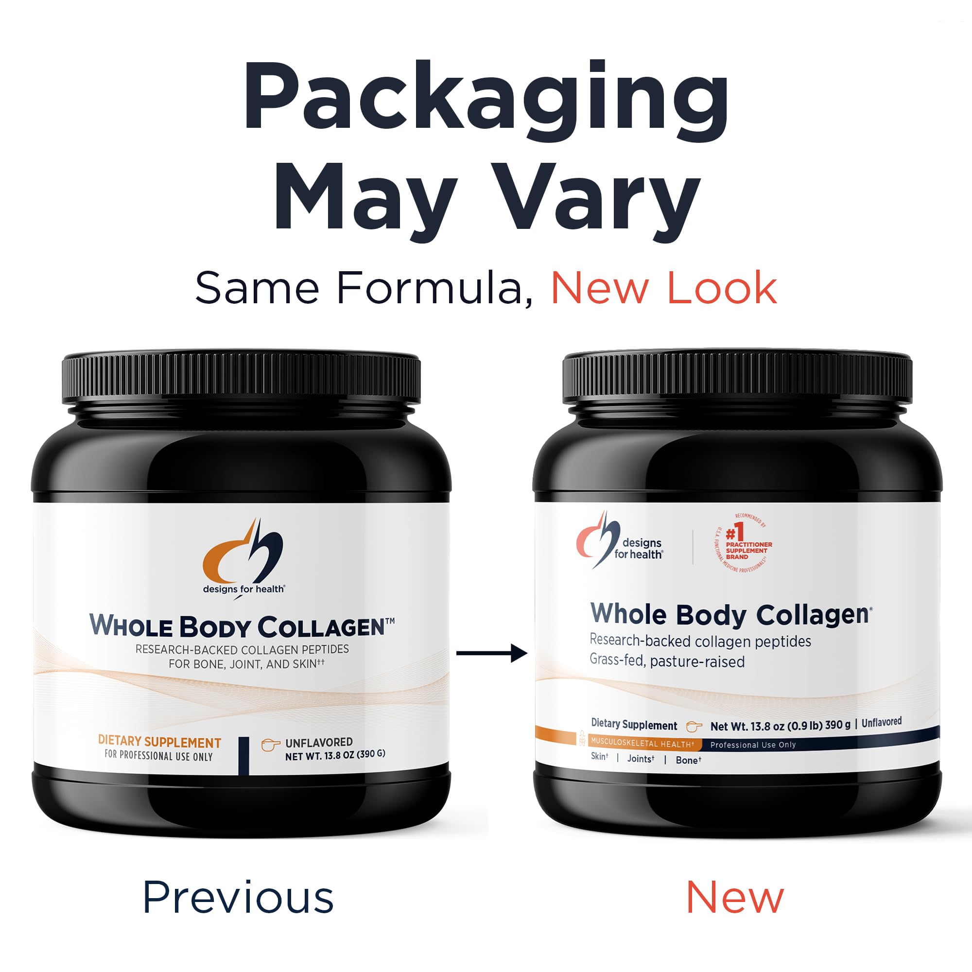 Designs for Health Whole Body Collagen Powder - Hydrolyzed Collagen Peptides Powder for Skin, Joint + Bone Health - Fortigel, Fortibone & Verisol Collagen for Women & Men, Unflavored (30 Servings)