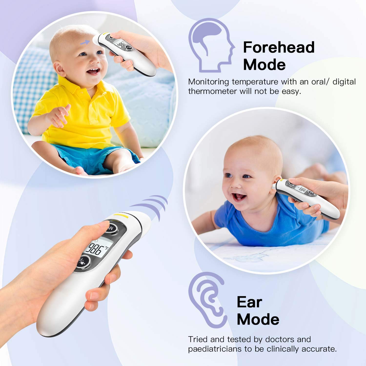 Touchless Forehead Thermometer for Adults, Infrared and Ear Thermometer for Fever, Babies, Children, Adults, Indoor and Outdoor Use: Industrial & Scientific