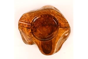 WOHO Cigar Ashtrays for Outdoor Patio - Wood Cigar Ashtray for Men and Women, Wooden Ash Tray - Cool Décor and Cigar Accessories for Bourbon Lovers, Smokers(2 Slots)