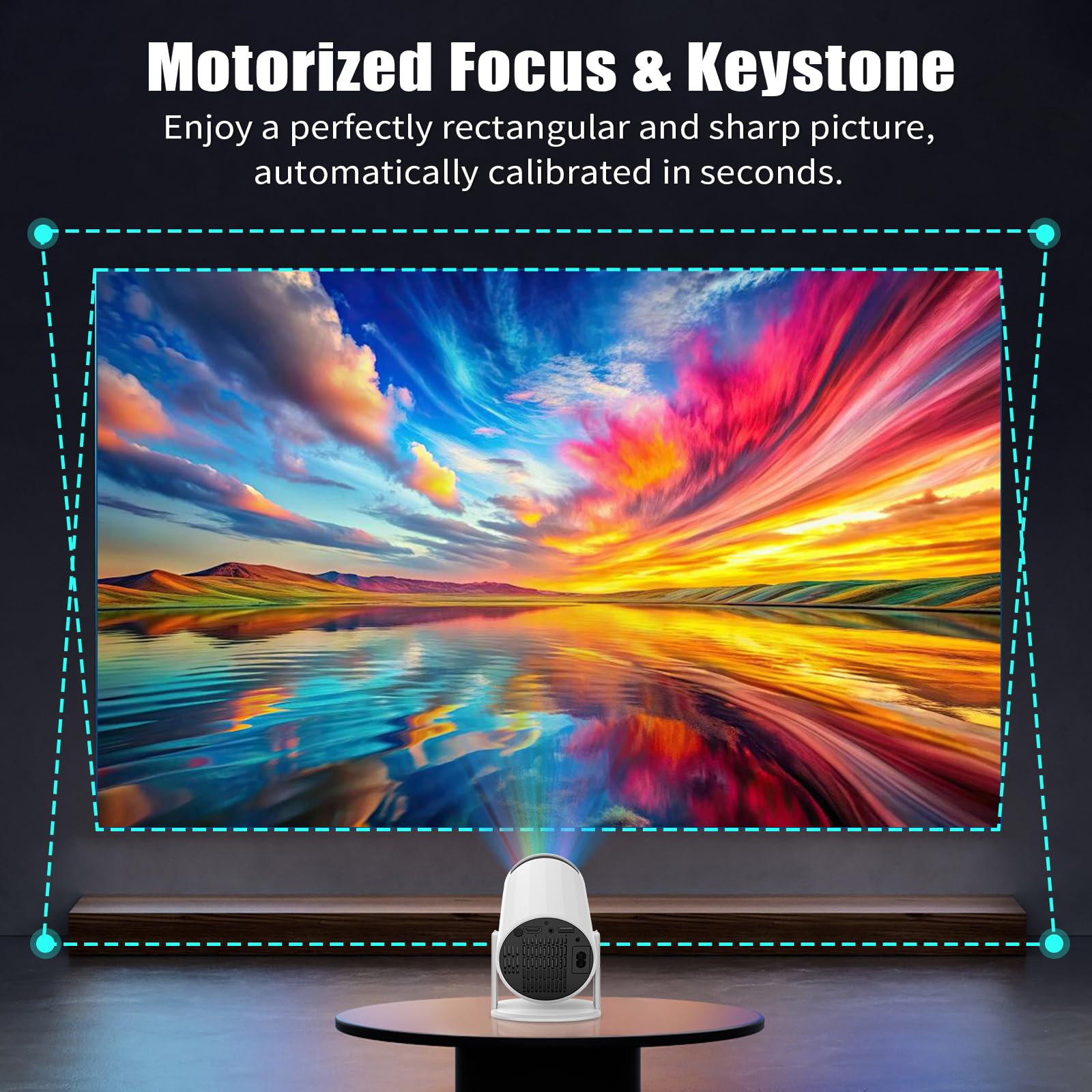 LJYT mini projector, 1080P Portable Projector, Support 4K，WiFi 6, Android 11 ,200 ANSI Lumens, Auto Keystone, Bluetooth 5.4, 210° Rotation, Compatible with TV Stick/HDMI/USB/Smartphone (White)