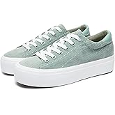 THATXUAOV Womens Platform Sneakers White Tennis Shoes Casual Low Top Fashion Sneakers