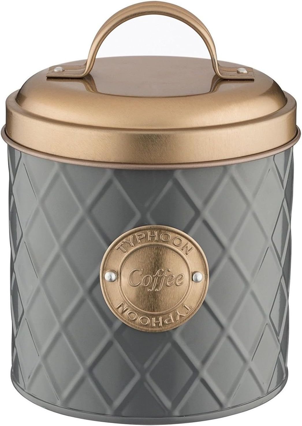 Typhoon Modern Grey Stainless Steel Coffee Canister With Lid - Nostalgic Charm, Beautifully Classic, This Antique Grey Steel Coffee Is Perfect For Keeping Your Coffee Fresher For Longer