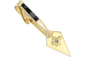 AMITER Masonic Tie Clip and Cufflinks Set, 18K Gold Mens Necktie Bar Cuff Links Personalized Gift for Freemason Husband Father Boyfriend