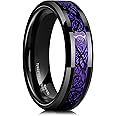King Will Nature 7mm 8mm Black Mens Wood Ceramic Ring Wedding Band Polished Finish Brown Wood Inlay Comfort Fit