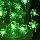Hiboom St Patrick's Day String Light, 10 FT 40 LEDs Shamrock Four Leaf Clover String Light for Irish Day Decoration, 8 Modes Green Fairy LED Decor Battery Operated for Saint Patrick's Day Party