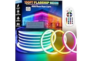KANAYA 130ft RGB Led Neon Rope Lights ETL Listed, 110-120V Waterproof Color Changing Lighting Strip Remote Control, for Residential Commercial Outdoor Indoor Decor