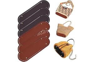 6 Pcs PU Leather Bag Bottom Shaper with Holes for DIY Bag Crochet, Atarvana Oval Bag Bottom Shaper Pads 12x4 Inch for DIY Purse Shoulder Bag Handbag Making Supplies