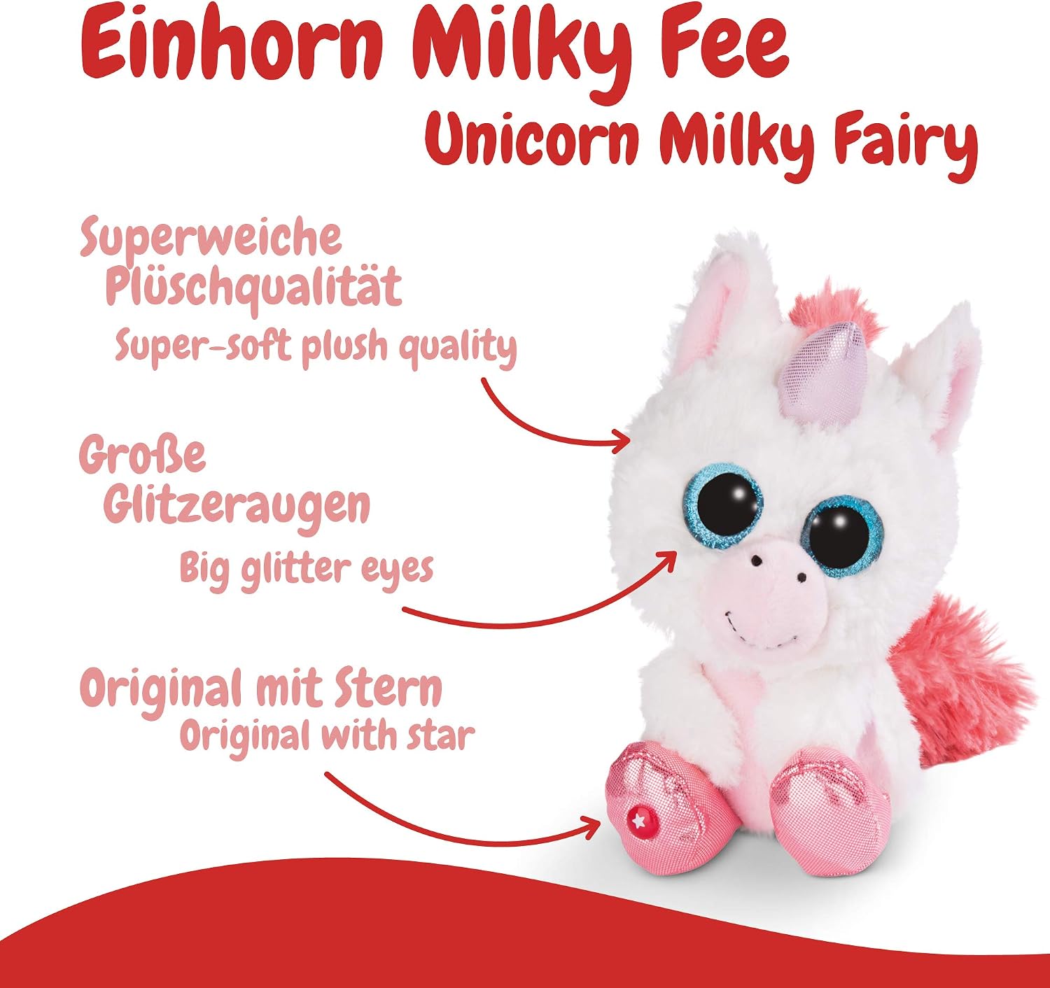NICI GLUBSCHIS Cuddly toy Unicorn Milky-Fee 15cm, White/Pink, 15 cm - Image 4