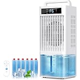 Portable Air Conditioners Fan, Windowless Evaporative Air Cooler 2 Modes &amp; 6 Speeds, 12H Timer for Smart Auto-off, 3-Gals Tank for 20H Cooling,16FT Remote,No Hose Needed,38db Swamp Cooler