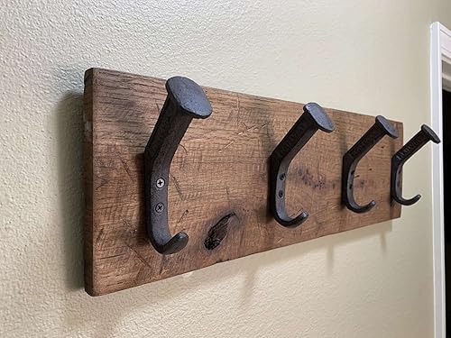 Rustic Farmhouse Reclaimed Wood Wall Hanging Rack with Railroad