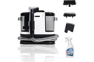 FXIAOY Carpet Cleaner Machine with 1.8L Tank & 12Kpa Suction - Deep Cleaning for Stains, Pet Hair, Cars, Home, Indoor Use, Includes Solution, Low Noise <81dB (Black and White)