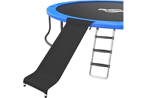 Deomod Trampoline Ladder Slide Kit, Trampoline Universal 3 Steps Wide Ladder & Buffer Slide, Universal Ladder Slide for 10ft 12ft 14ft 15ft 16ft Trampoline, Easy to Climb and Slide for Children/Kids