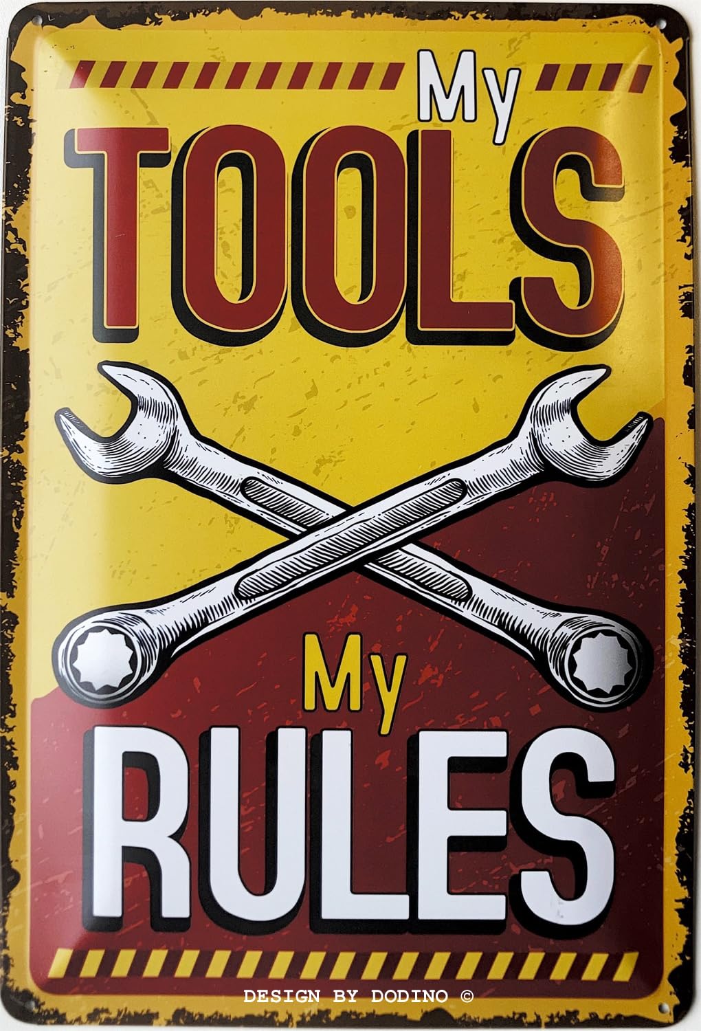 DODINO 20 x 30 cm Retro Tin Signs My Tools My Rules Funny Retro Decoration with Saying Vintage Metal Sign