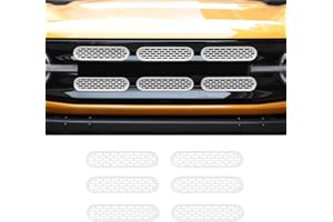 SQQP Front Grill Mesh Grille Inserts Cover Frame Trims Kit 6Pcs Fit for Ford Bronco 2021-2024 2/4 Door Exterior Accessories (