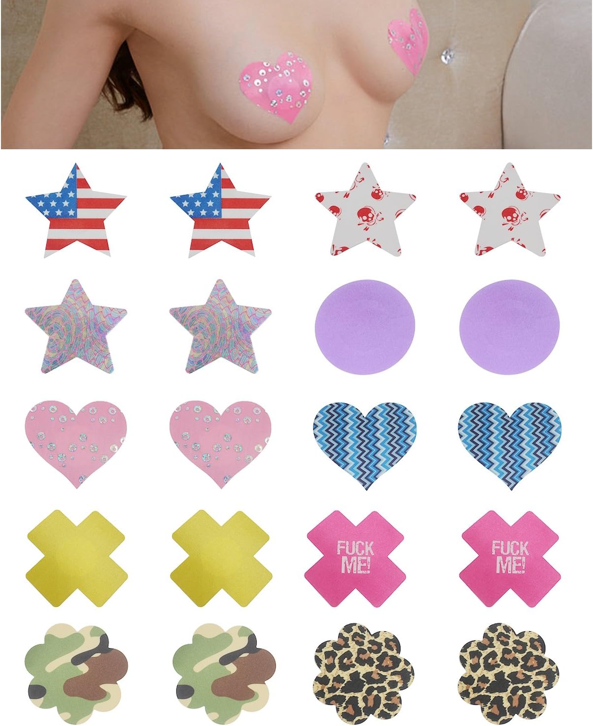 10x Women Sexy Disposable Satin Nipple Cover Adhesive Breast Petals Lingerie US Stars