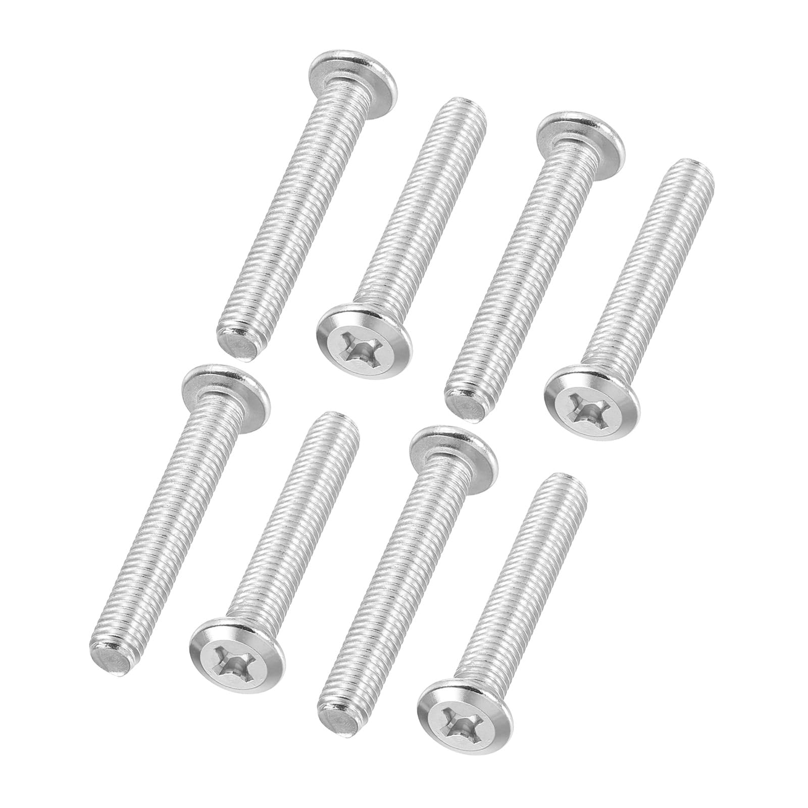 PATIKIL Flat Round Head Phillips Screws, 8 Pack M8-1.25 x 50mm Binding Screws 304 Stainless Steel 18-8 Full Thread, Phillips Drive Machine Screw Furniture Screw Connector Bolts