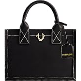 True Religion Women's Tote Bag, Faux Suede Medium Travel Purse Handbag with Adjustable Shoulder Strap and Horseshoe Logo
