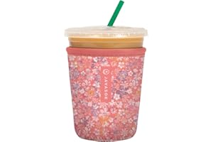 Sok It Java Sok Iced Coffee & Cold Soda Insulated Neoprene Cup Sleeve (Blushing Blooms, Small: 18-20oz)