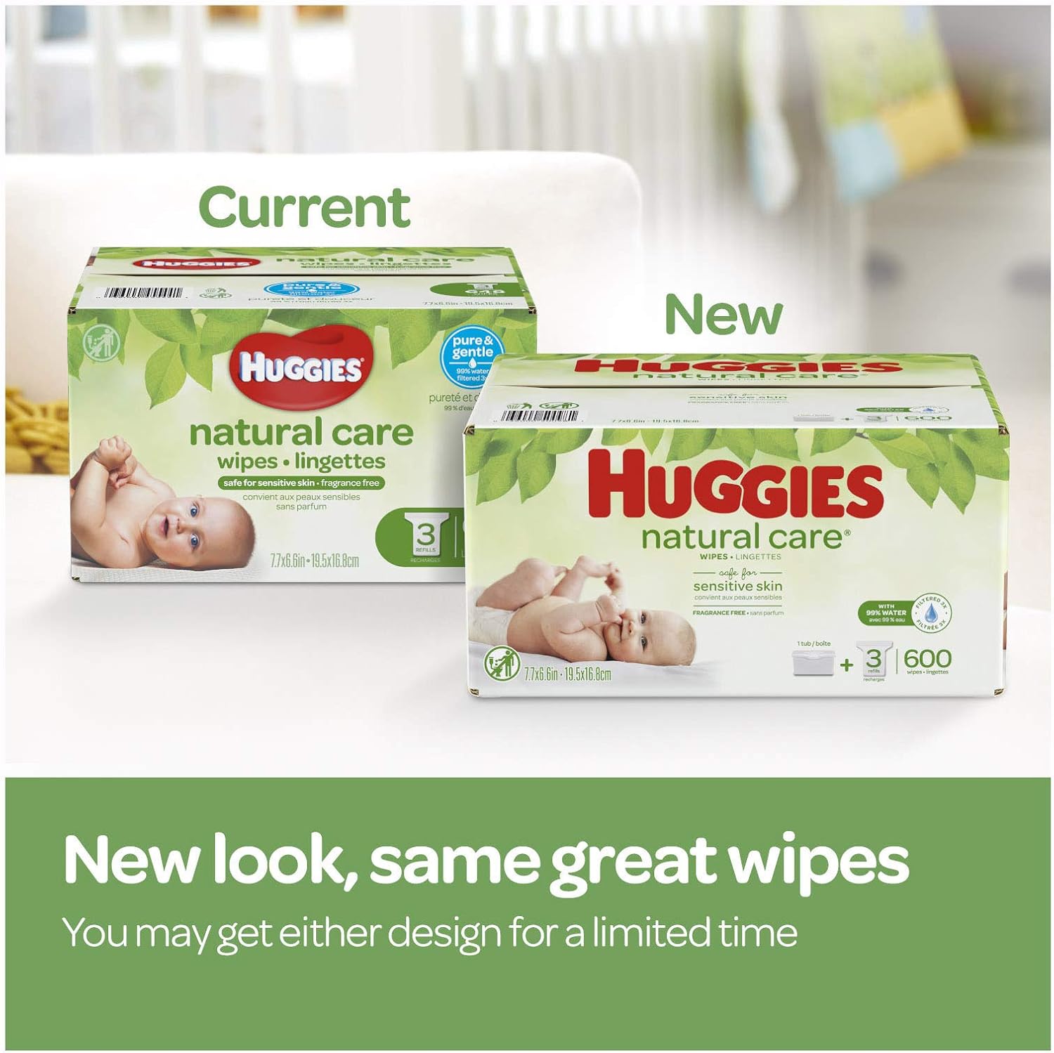 huggies natural care unscented baby wipes sensitive 3 refill packs 528 total wipes