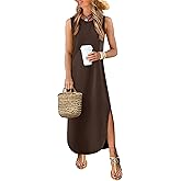ANRABESS Women Summer Casual Maxi Sundress Sleeveless Loose Split 2026 Trendy Tank Shirt Long Dress Beach Vacation Clothes