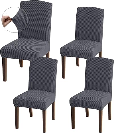 Granbest High Stretch Dining Chair Covers Grey Set of 4 Parson