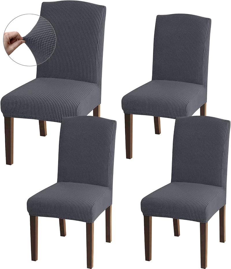 Granbest High Stretch Dining Chair Covers Grey Set of 4 Parson