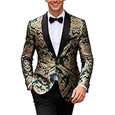 UNINUKOO Men's Suit 2 Piece Floral Paisley Regular Fit Tuxedo Suits for Men Dinner Party Jacket Pants Set