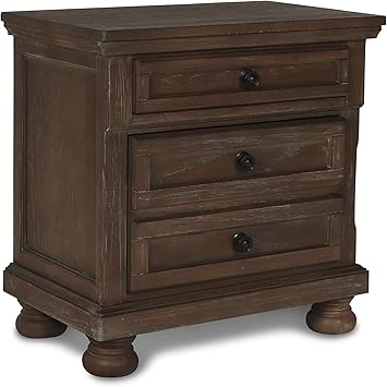 Amazon Com Fortuna 3 Drawer Nightstand In Rustic Weathered Brown Kitchen Dining