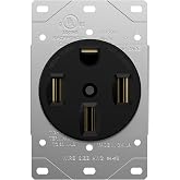ENERLITES 50A Range Receptacle Outlet, NEMA 14-50R, Black | 125/250V,3-Pole 4-Wire Grounding, fits 10-8-6-4 AWG copper only, for RV/welder/oven/stove, UL Listed
