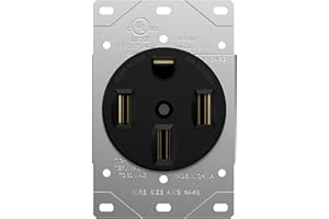 ENERLITES 50 Amp 125/250V Range Receptacle Outlet, for RV, Electric Vehicle, Oven, Stove, 3-Pole, 4 Wire (10, 8, 6, 4 AWG Copper Only), NEMA 14-50R, 66500-BK, Black (Pack of 1)