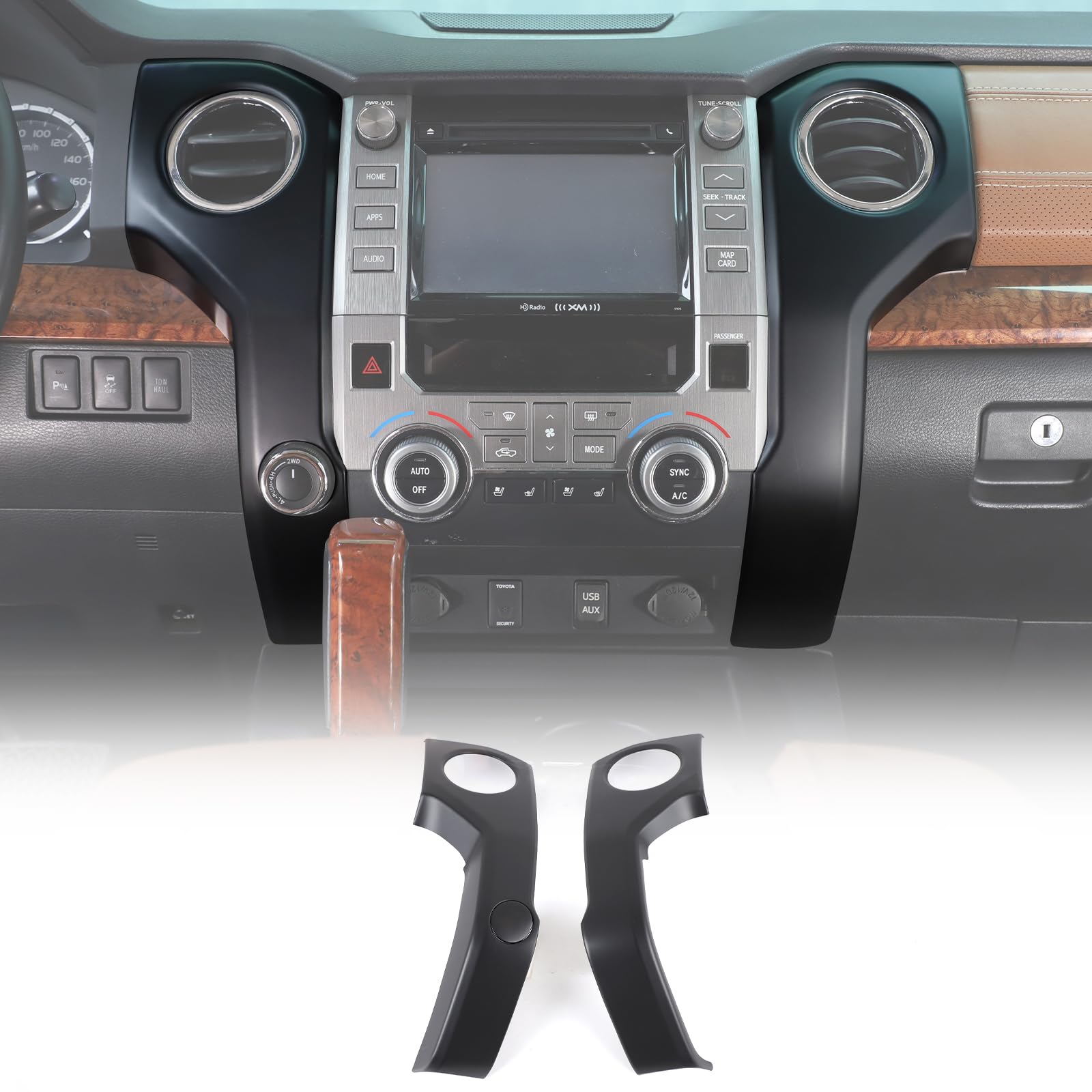 Photo 1 of LLKUANG ABS Center Console air Conditioning air Outlet Decoration Frame Cover Trim for Toyota Tundra 2014-2020 Modification Accessories (Matt Black(3Pcs))