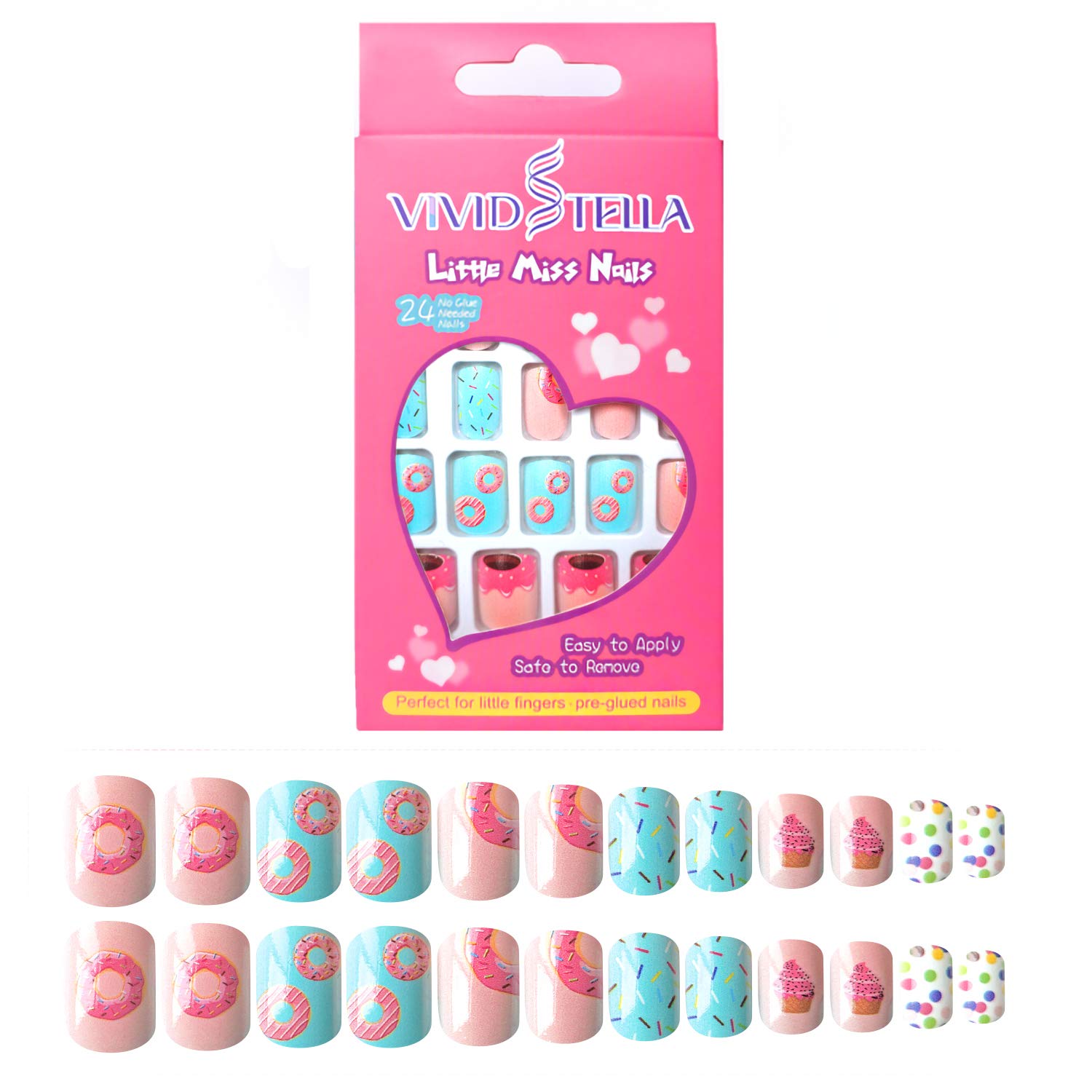 Amazon.com : Fake Nails for Kids 24 Pcs Press on Nails for Girls Stick