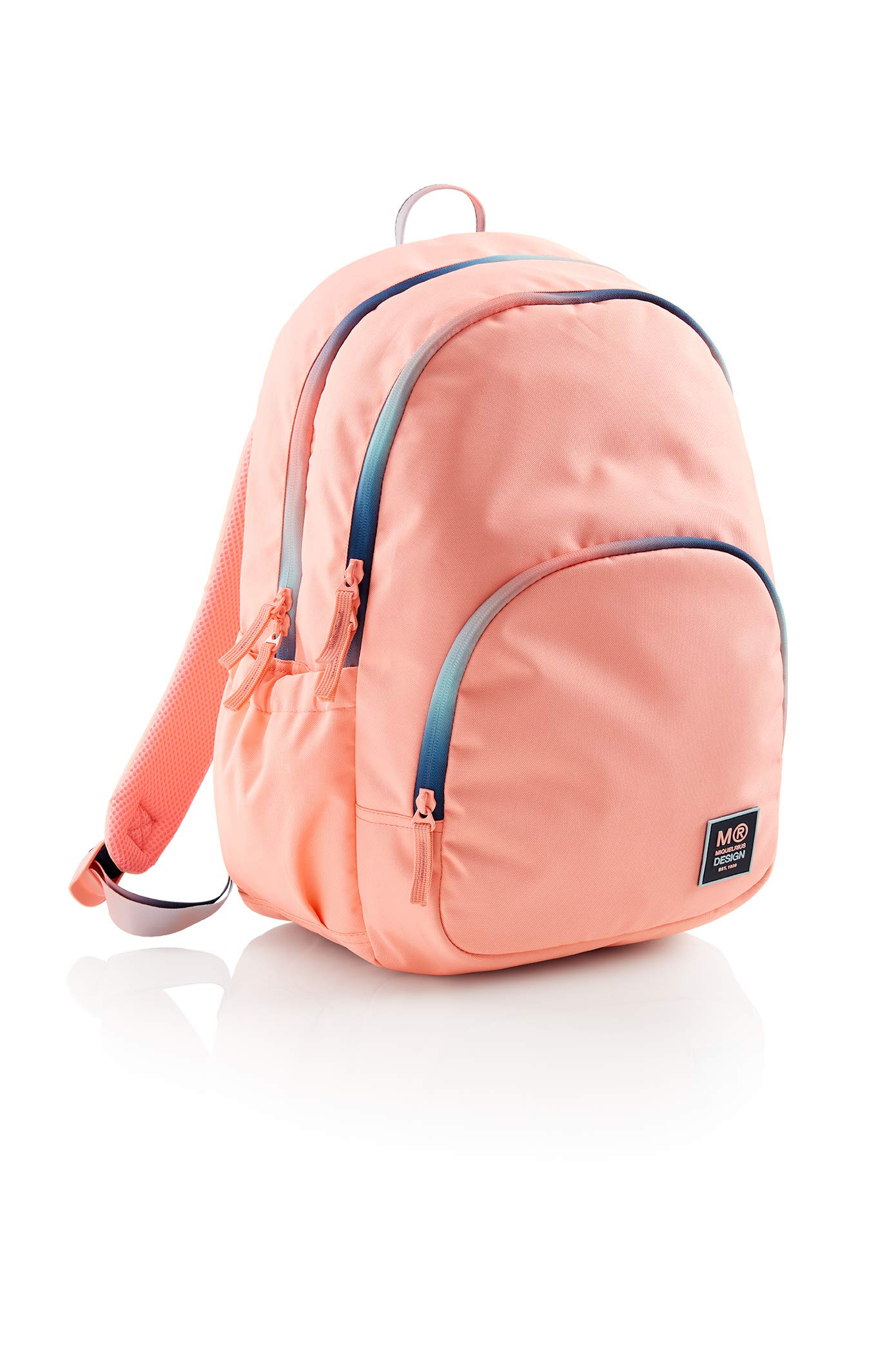 Miquel Rius – Large Iris Backpack – Three Compartments, Padded Space for PC/Tablet, Ergonomic Back, Reinforced Base, Coral