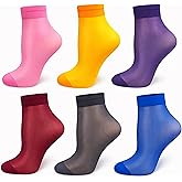 MALVA 6 Pairs Women’s Sheer Ankle Low Cut Socks, Sheer Colored socks women, Color Transparent Dress Socks (30Den)