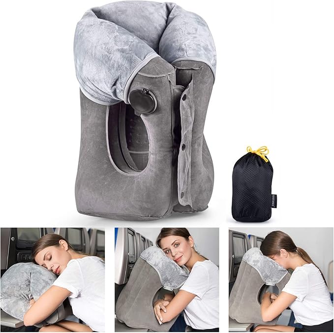 Inflatable Travel Pillow UPGRADED Airplane Pillow Head and