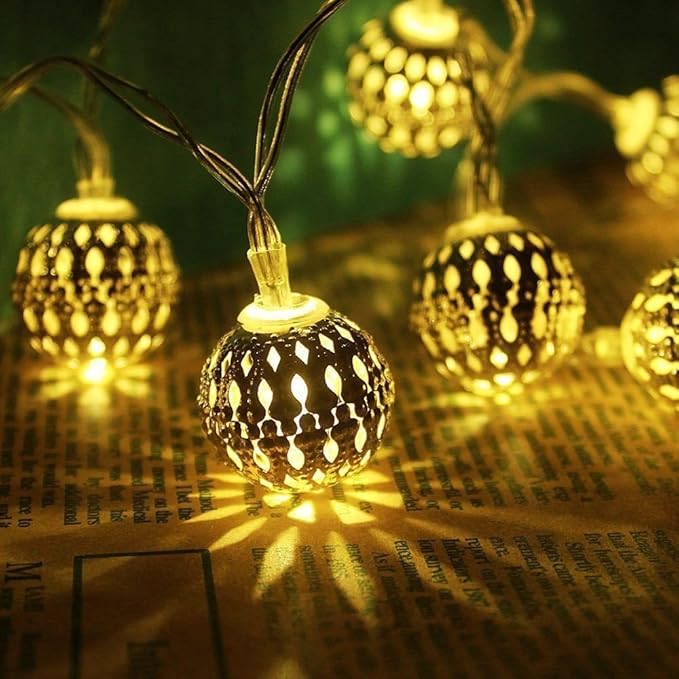 TECHNO E-TAIL 20 LED Metal Ball Decoration Lights(Warm White)