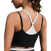 SEASUM Sports Bras for Women Color-Block Sports Bra Layered-Look Tank Top with Removable Cups