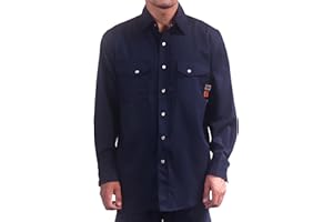 VATRENUS FR Shirts for Men 6.5oz Button Down Flame Resistant 100% Cotton Men's Pre-Washed Fire Retardant Work Shirt