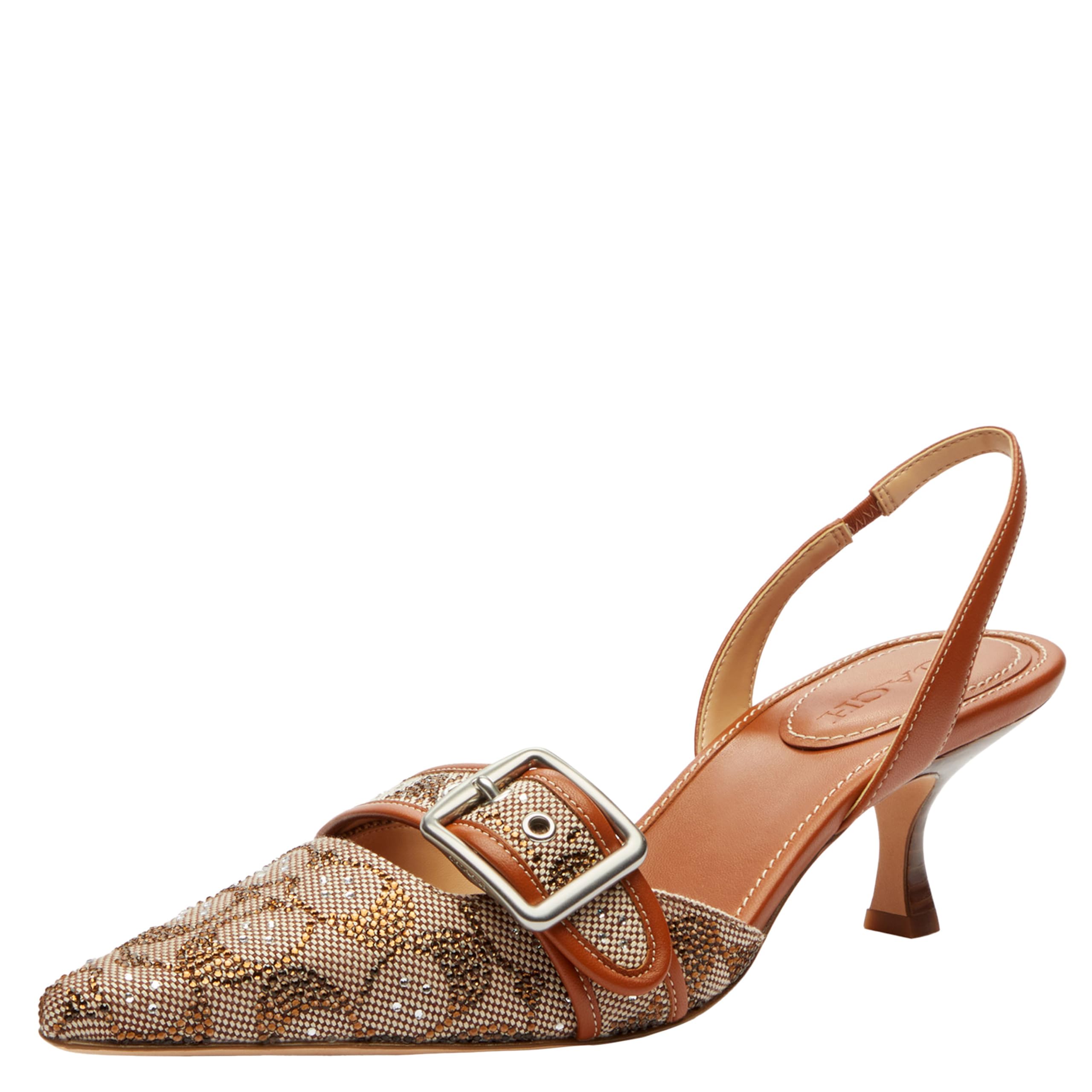 Photo 1 of COACH Women Margot Slingback in Crystal Signature Jacquard Burnished Amber 9 Medium