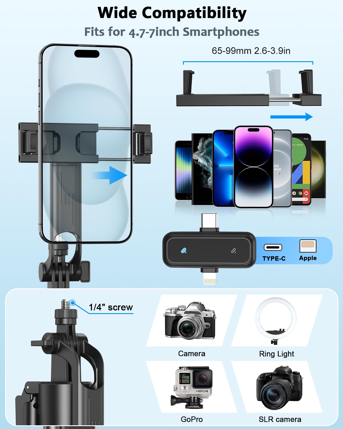 Vlogging Kit for iPhone/Android, 63”Auto Face Tracking Tripod for iPhone with Light, Wireless Microphones, Scrolling Remote Control for TikTok, Content Creator Kit for YouTube Starter